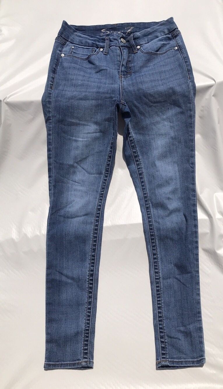 Seven7 Womens Skinny Jeans Blue High Rise Stretch Denim Size 4 Medium Wash